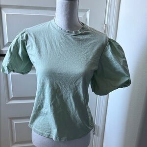 Pinko Light Green Puff Sleeve Women's Top